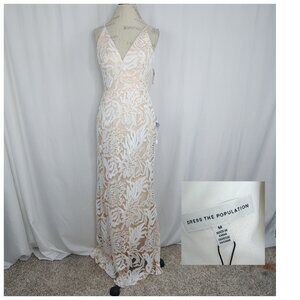Dress the Population Lace Dress Medium White Maxi Sequin